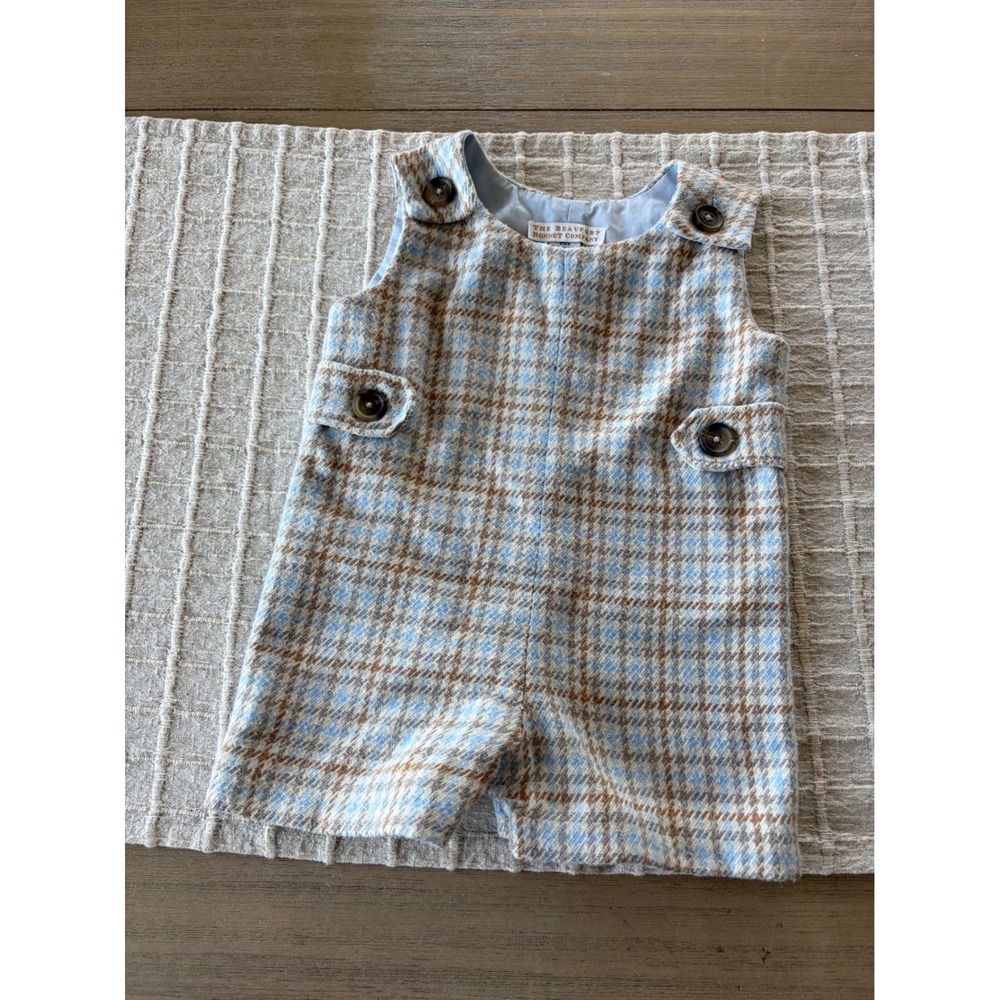 Jack Keene Jon Jon The Beaufort Bonnet Company blue plaid romper 0/6 months
